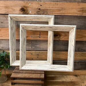 Set of 2 Matching Off White 9x11 Wooden  Picture Frames with Distressed Finish